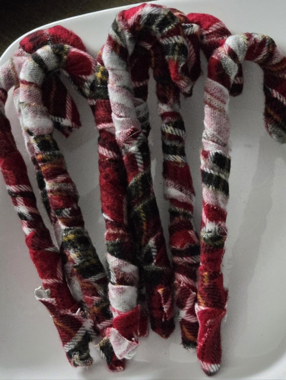Bundle Of (8) Fabric Wrapped Candy Canes.